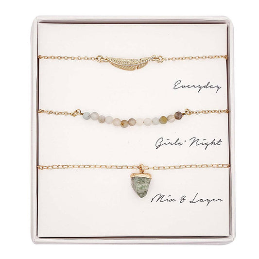 3PC Assorted Layering Pendant Necklace Gift Set: WG / One Size