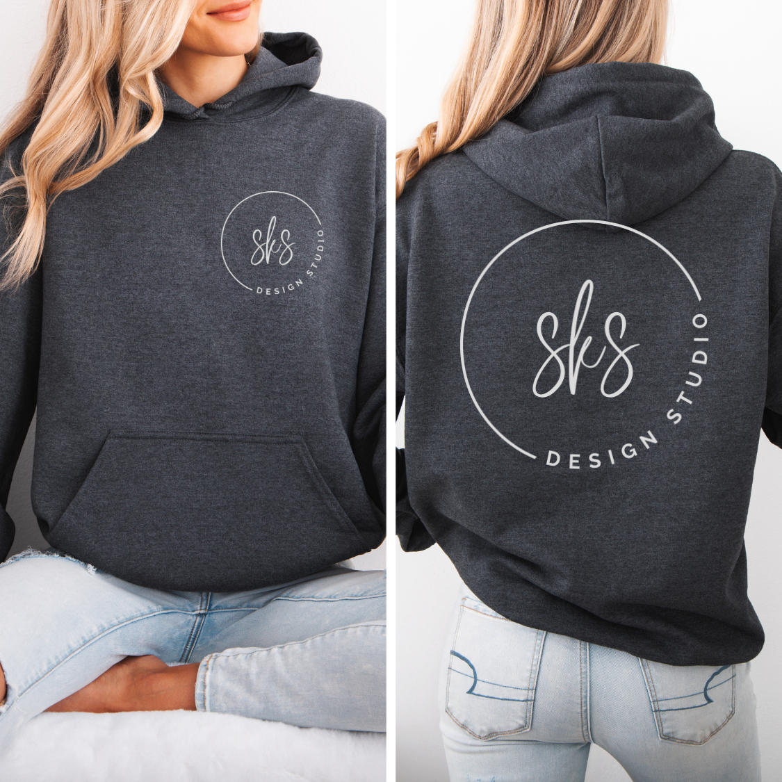 CUSTOM LOGO | Unisex Screenprinted Hoodie Sweatshirt: Dust / S