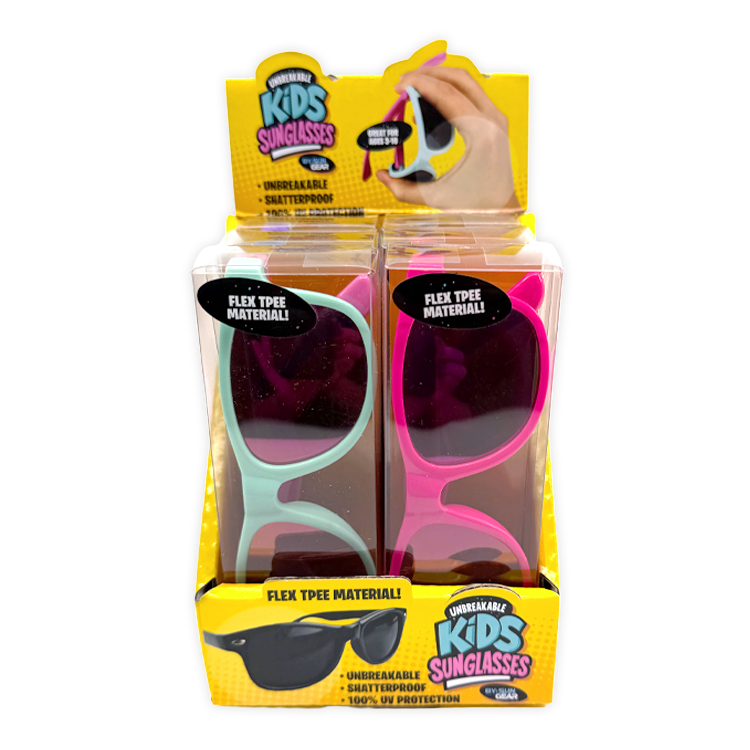 Unbreakable Kids Sunglasses Assortment - 6/Display: Wholesale Price