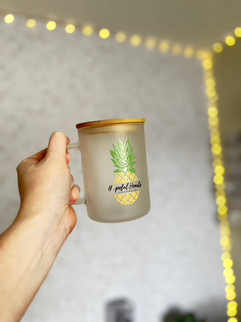 CUSTOM LOGO | UVDTF | 15oz Mug with Handle, Bamboo Lid & Straw: Frosted