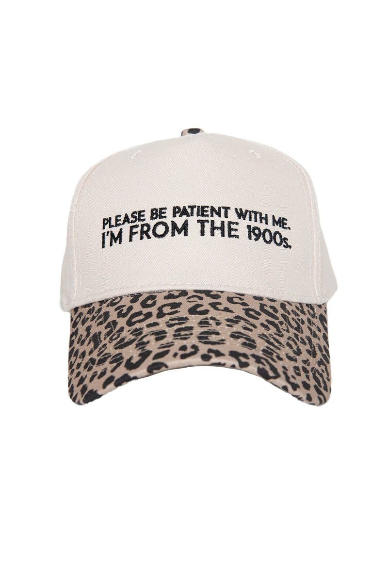 Please Be Patient With Me I'm From The 1900s Trucker Hat: Pink and Light Pink Stripe