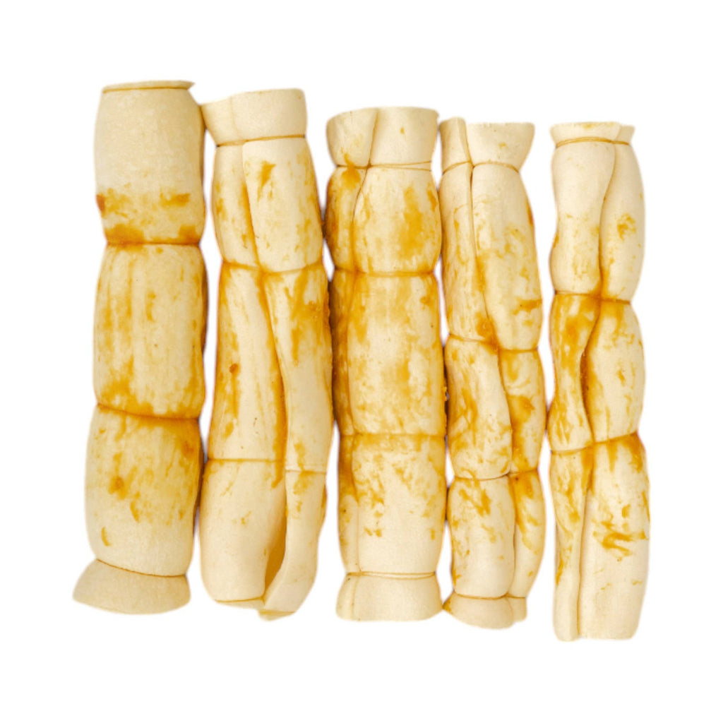 9"-10" Chicken Basted Beef Cheek Rolls Dog Treats (5/Bag)