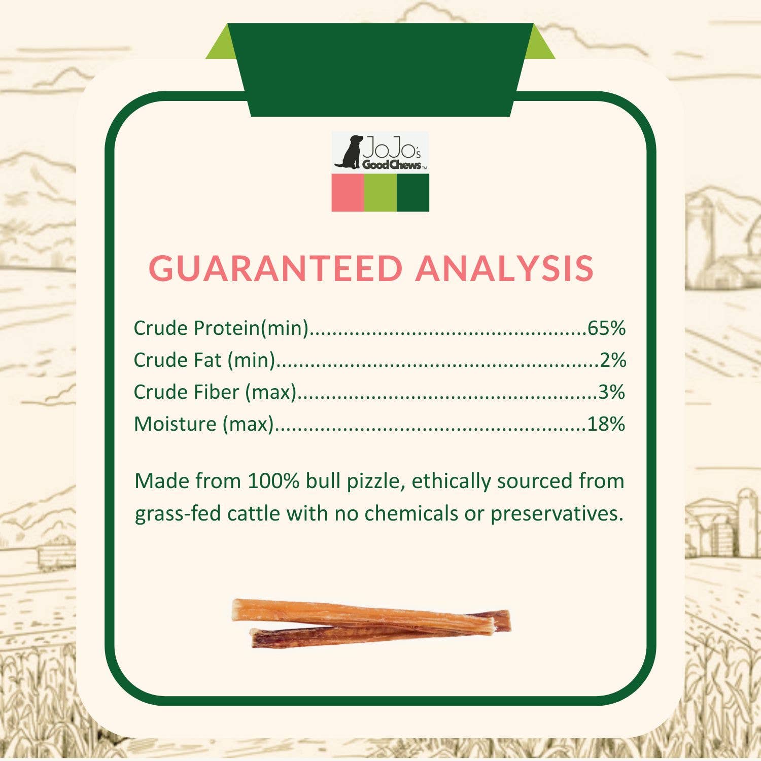Natural Beef Bully Stick Dog Treats - 6" Standard (25/Bag)