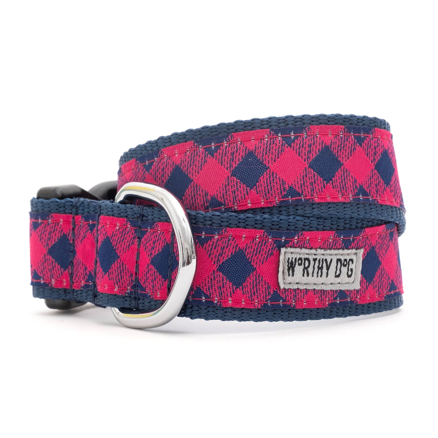 Bias Buffalo Plaid Collar: Navy/Pink / X Large