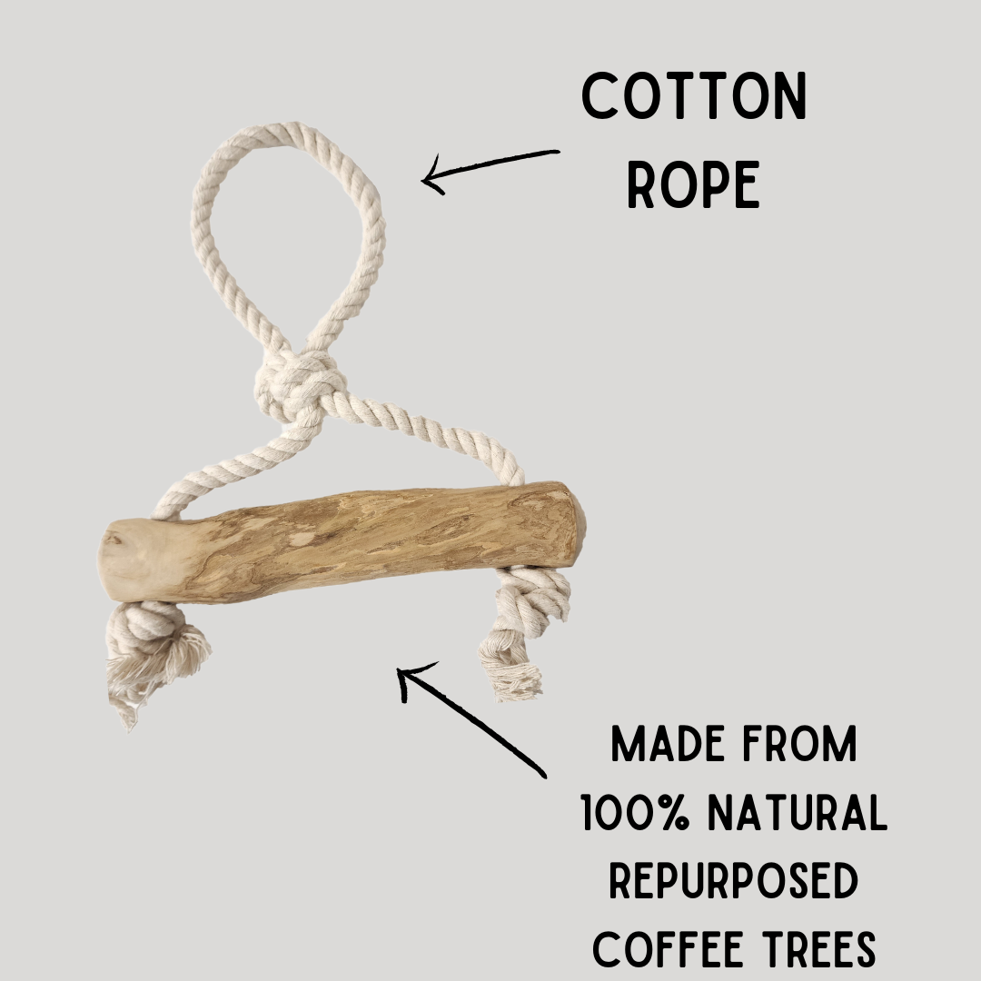 COFFEE WOOD and ROPE tug and chews! Made with real, ecologic: Long