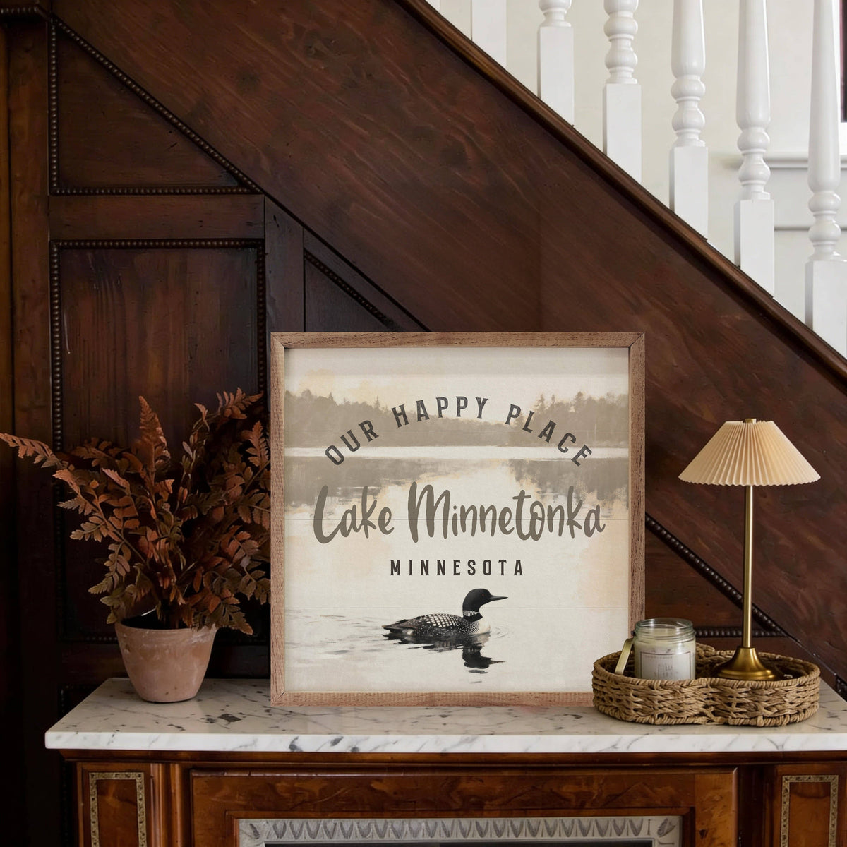 Our Happy Place Loon Personalized: 12x12