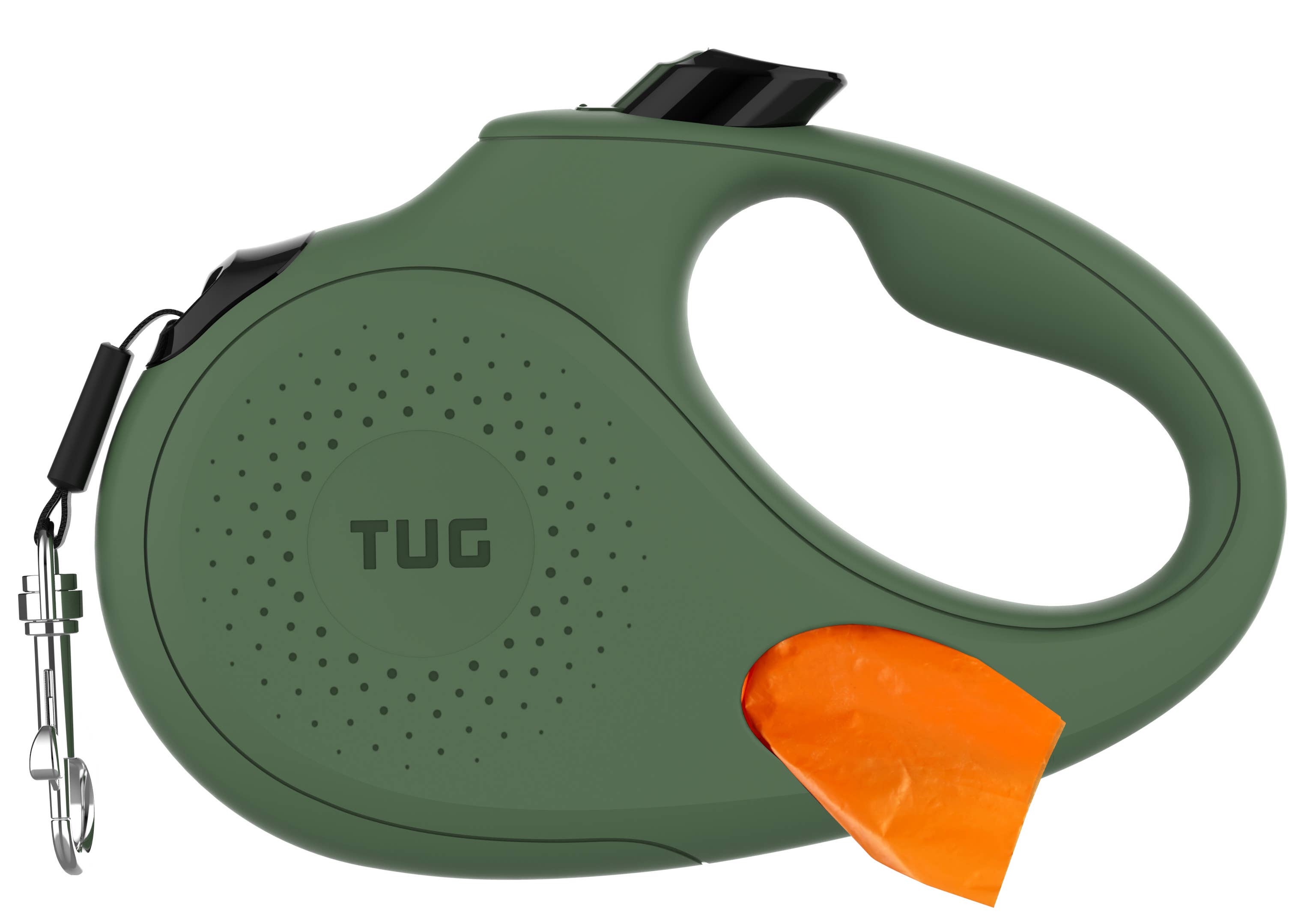 TUG Retractable Dog Leash with Integrated Dispenser: Black / Small