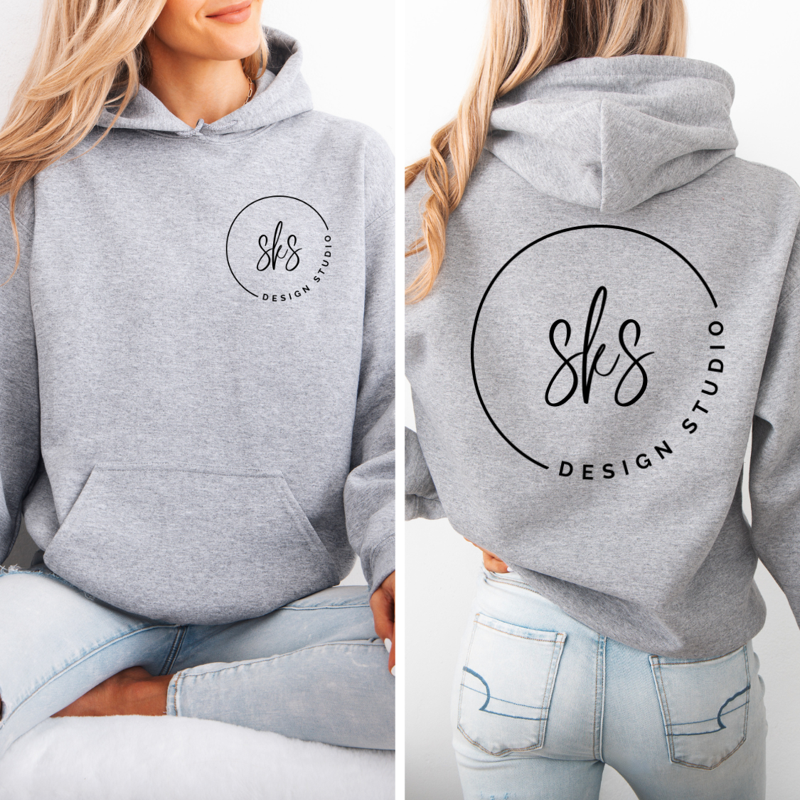 CUSTOM LOGO | Unisex Screenprinted Hoodie Sweatshirt: Dust / S