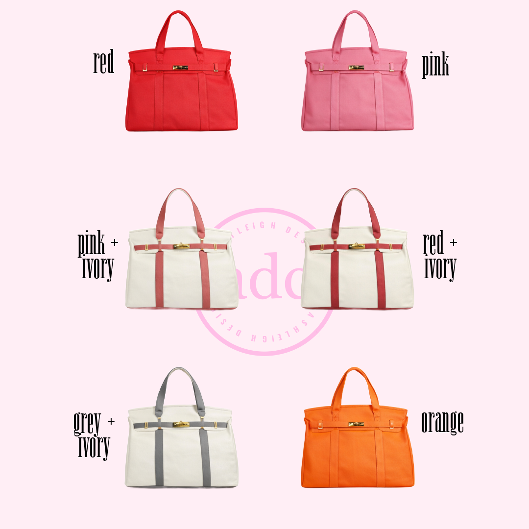 NEW COLORS ADDED Canvas Boat Bag: Kelly + Ivory