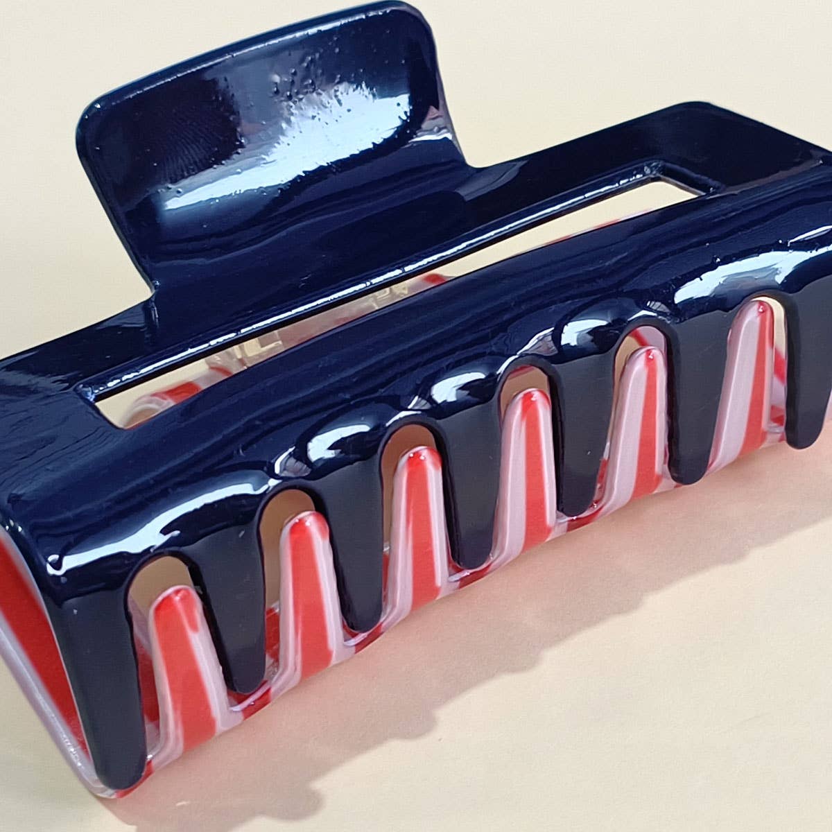 4TH OF JULY RECTANGLE HAIR CLAW CLIPS_CWAHA0700: NAVY / (OS) 3