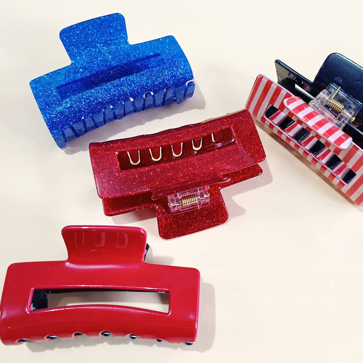 4TH OF JULY RECTANGLE HAIR CLAW CLIPS_CWAHA0700: TYPE2 / (OS) 3