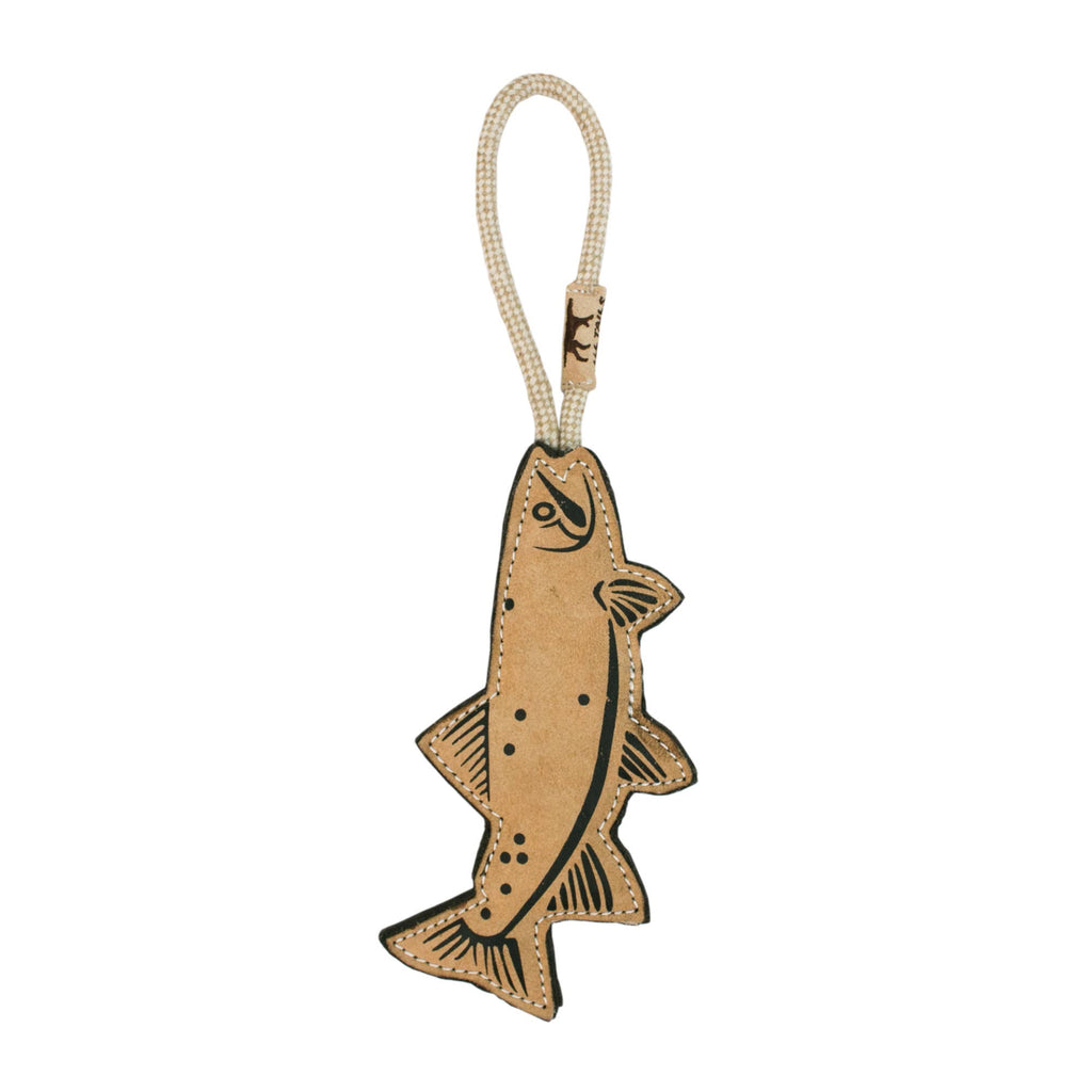 Tall Tails Natural Leather Trout Tug Dog Toy - 16"