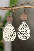 Cut-Out Water Drop Hook Earrings: Apricot / 95%PU+5%Alloy / ONE SIZE