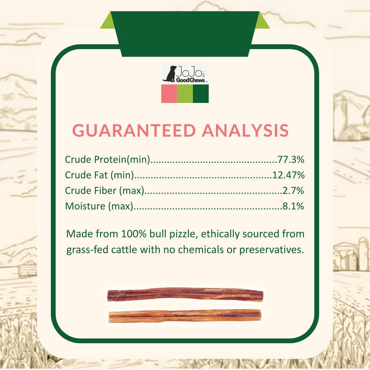 Natural Beef Bully Stick Dog Treats - 12" Jumbo (25/Bag)