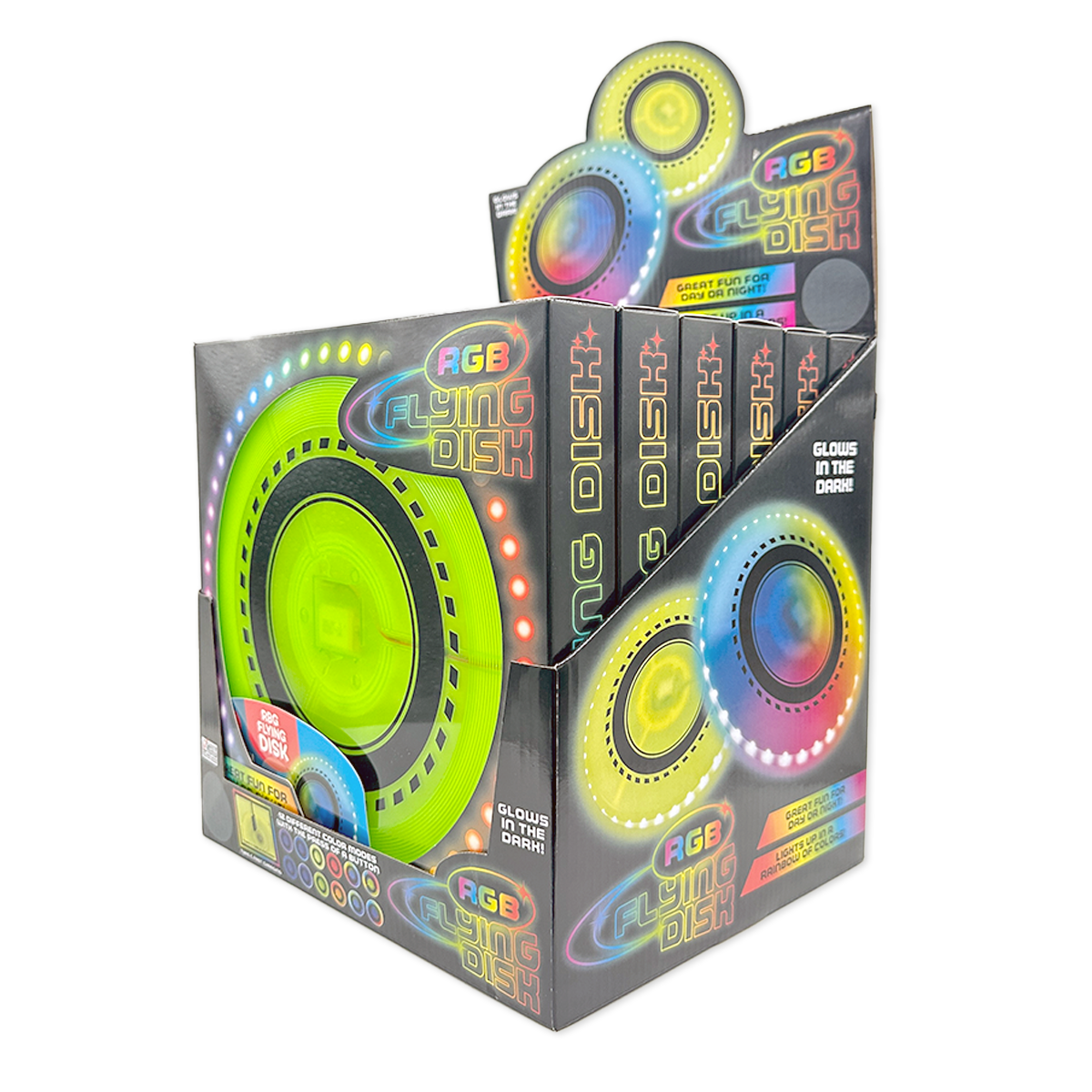 RGB Glow in the Dark Light-up Flying Disc - 6/Display: Wholesale Price