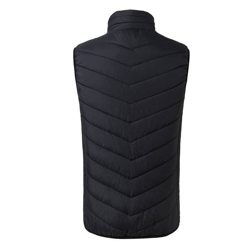 17PCS Heated Jacket Fashion Men Women Coat Intelligent USB Electric Heating Thermal Warm Clothes Winter Heated Vest: BLACK / S