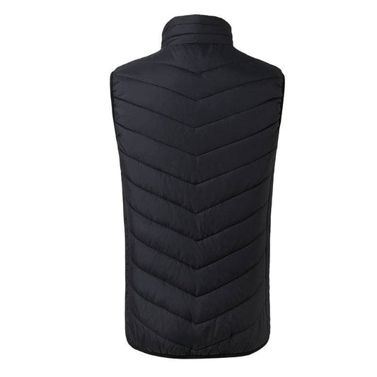 17PCS Heated Jacket Fashion Men Women Coat Intelligent USB Electric Heating Thermal Warm Clothes Winter Heated Vest: BLACK / M