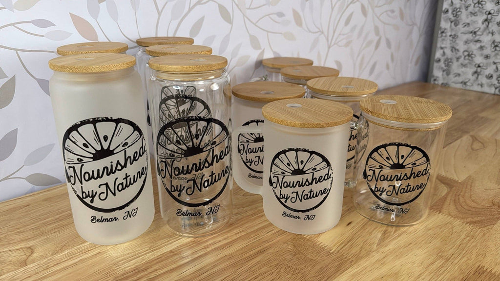 CUSTOM LOGO | UVDTF | 15oz Mug with Handle, Bamboo Lid & Straw: Frosted