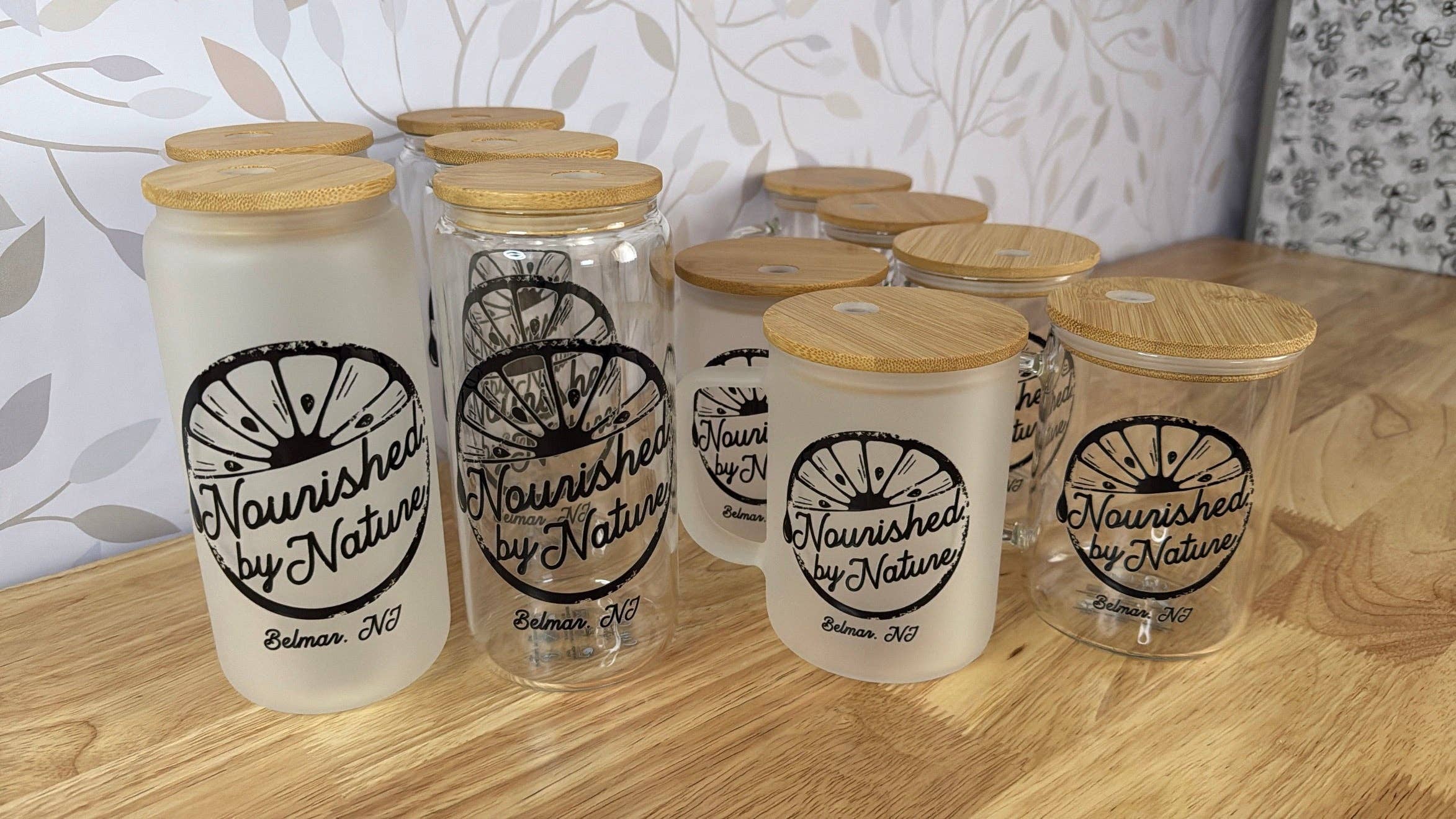 CUSTOM LOGO | UVDTF | 15oz Mug with Handle, Bamboo Lid & Straw: Frosted