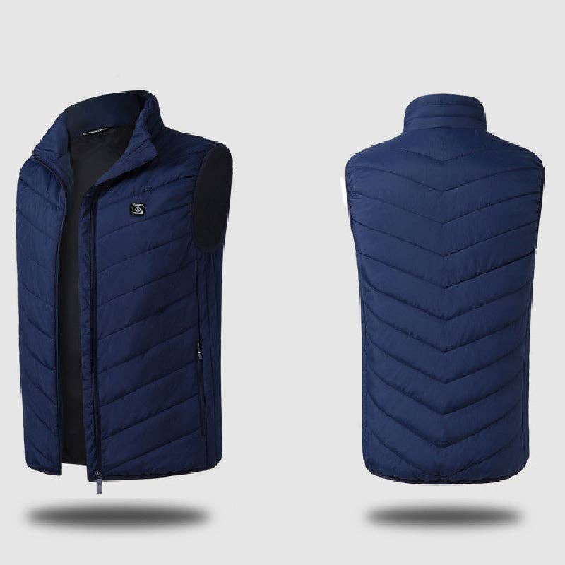 17PCS Heated Jacket Fashion Men Women Coat Intelligent USB Electric Heating Thermal Warm Clothes Winter Heated Vest: BLACK / S