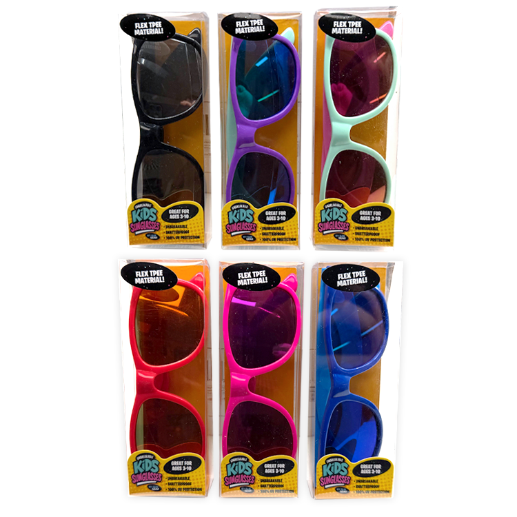Unbreakable Kids Sunglasses Assortment - 6/Display: Wholesale Price