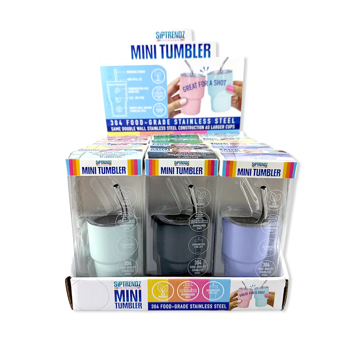 Mini Shot 2oz Stainless Steel Tumblers Boxed - 12/Display: Wholesale Price