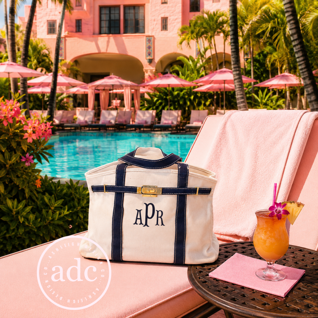 NEW COLORS ADDED Canvas Boat Bag: Kelly + Ivory