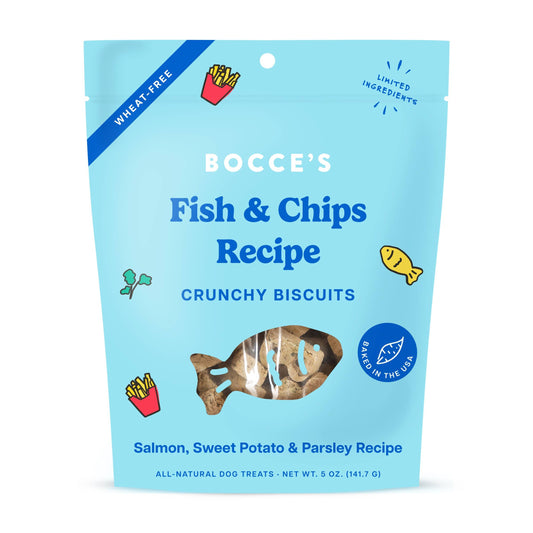 Bocce's Bakery Fish & Chips Biscuits Dog Treats 5oz