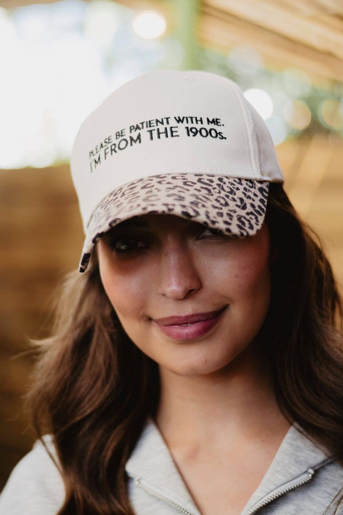 Please Be Patient With Me I'm From The 1900s Trucker Hat: Pink and Light Pink Stripe