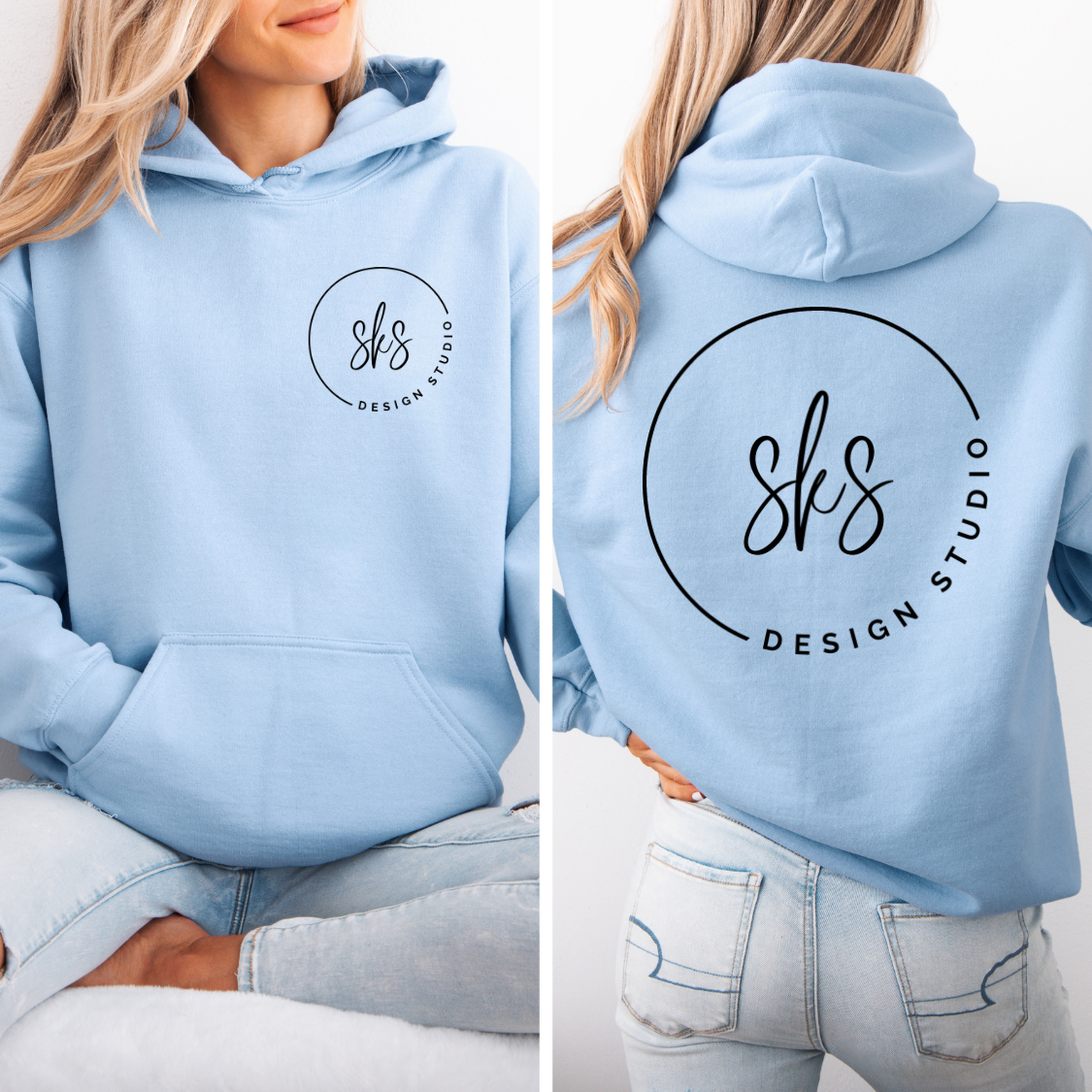 CUSTOM LOGO | Unisex Screenprinted Hoodie Sweatshirt: Heather Navy / M