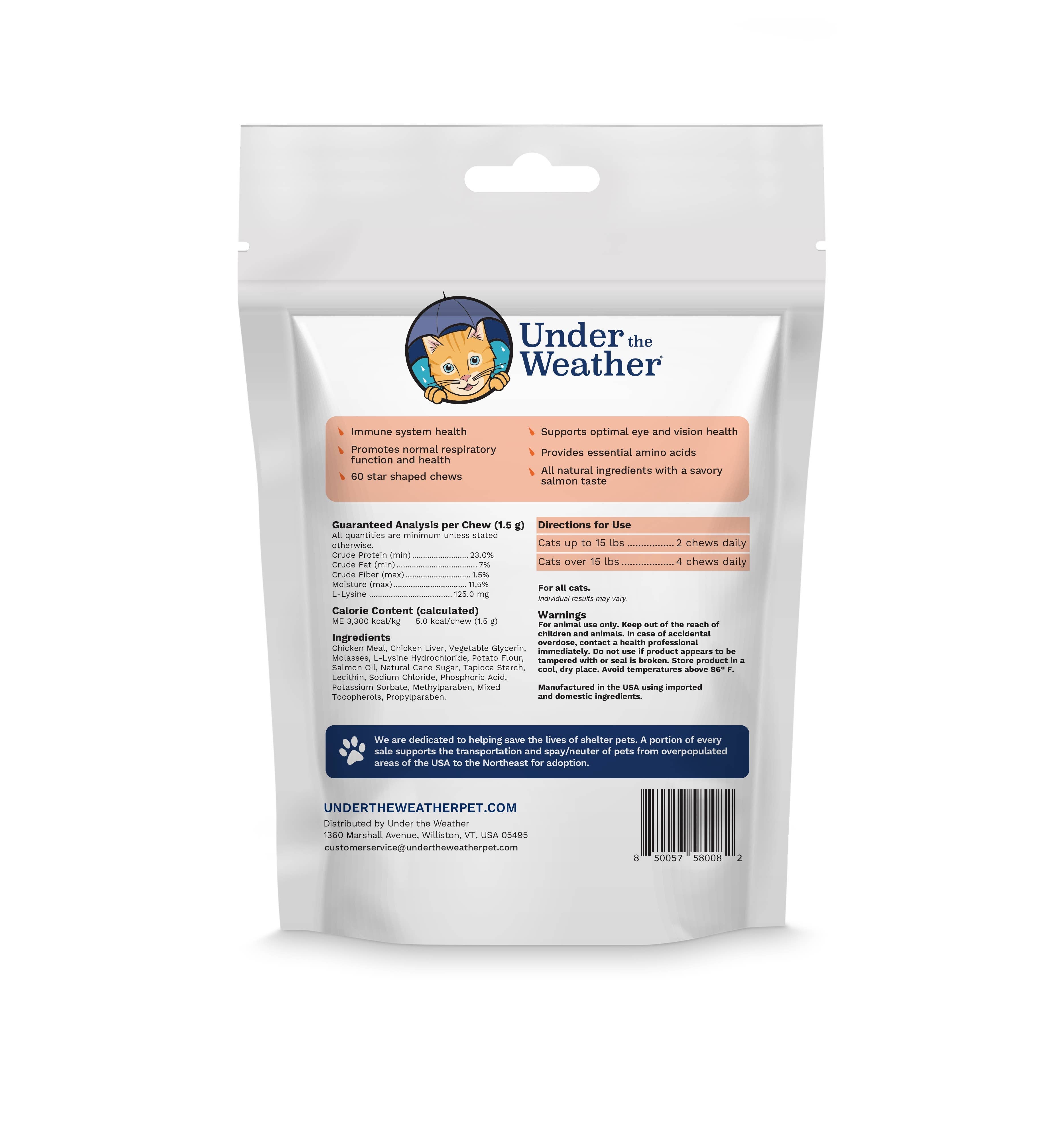 Under the Weather Cat Urinary Support Chews 60 ct.