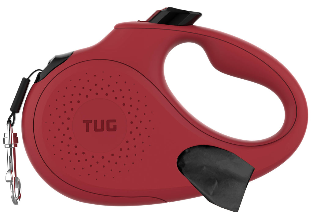 TUG Retractable Dog Leash with Integrated Dispenser: Black / Small