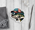 Patriotic Bass Fish Vinyl Sticker
