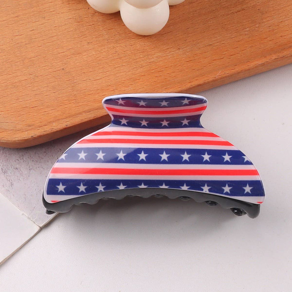 4TH OF JULY RECTANGLE HAIR CLAW CLIPS_CWAHA0700: BLUE / (OS) 3