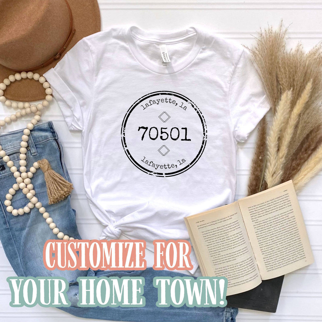 Distressed Zip Code Circle - Customized For Your Town Trendy: Heather Blue / Large