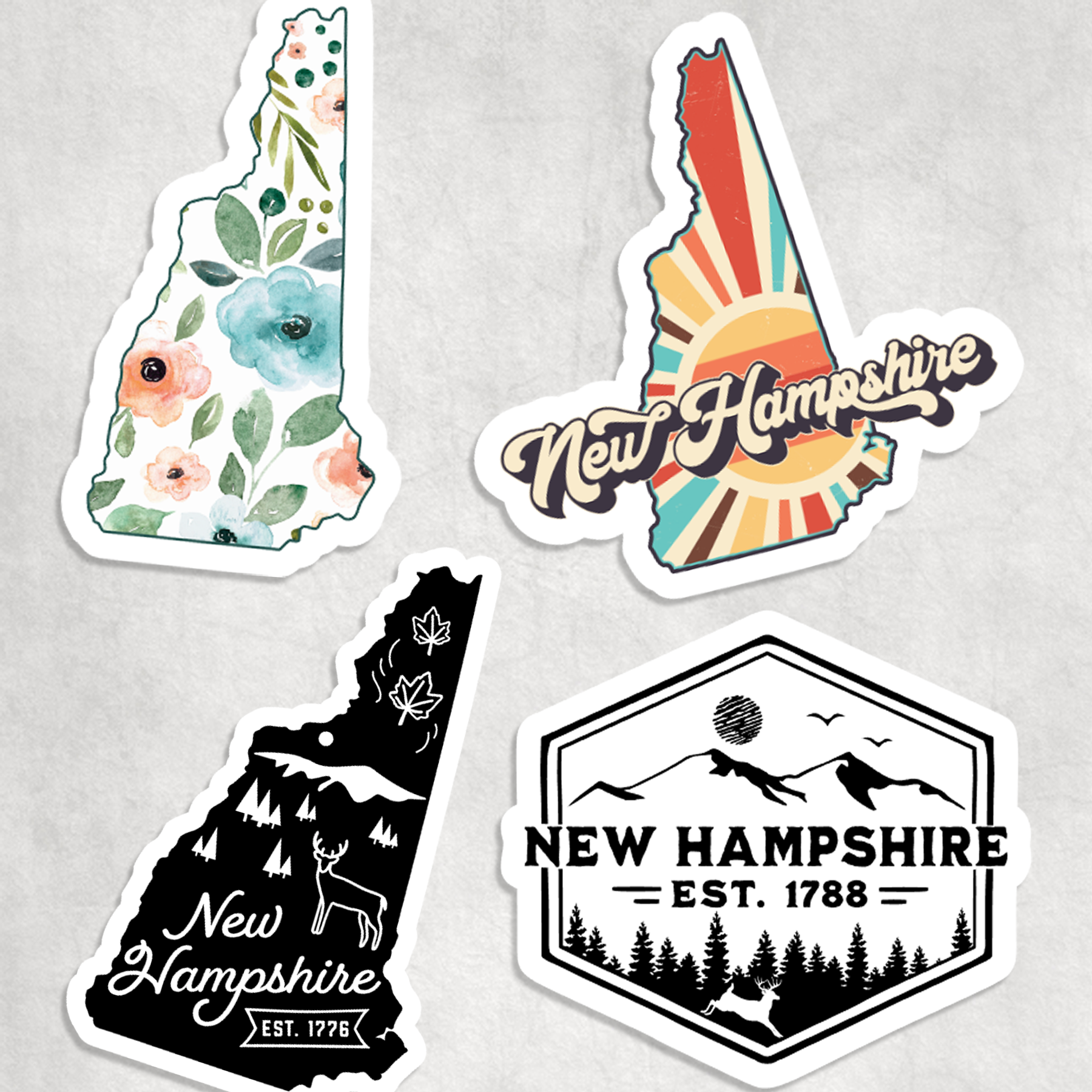 New Hampshire Stickers: Design 4 - Badge