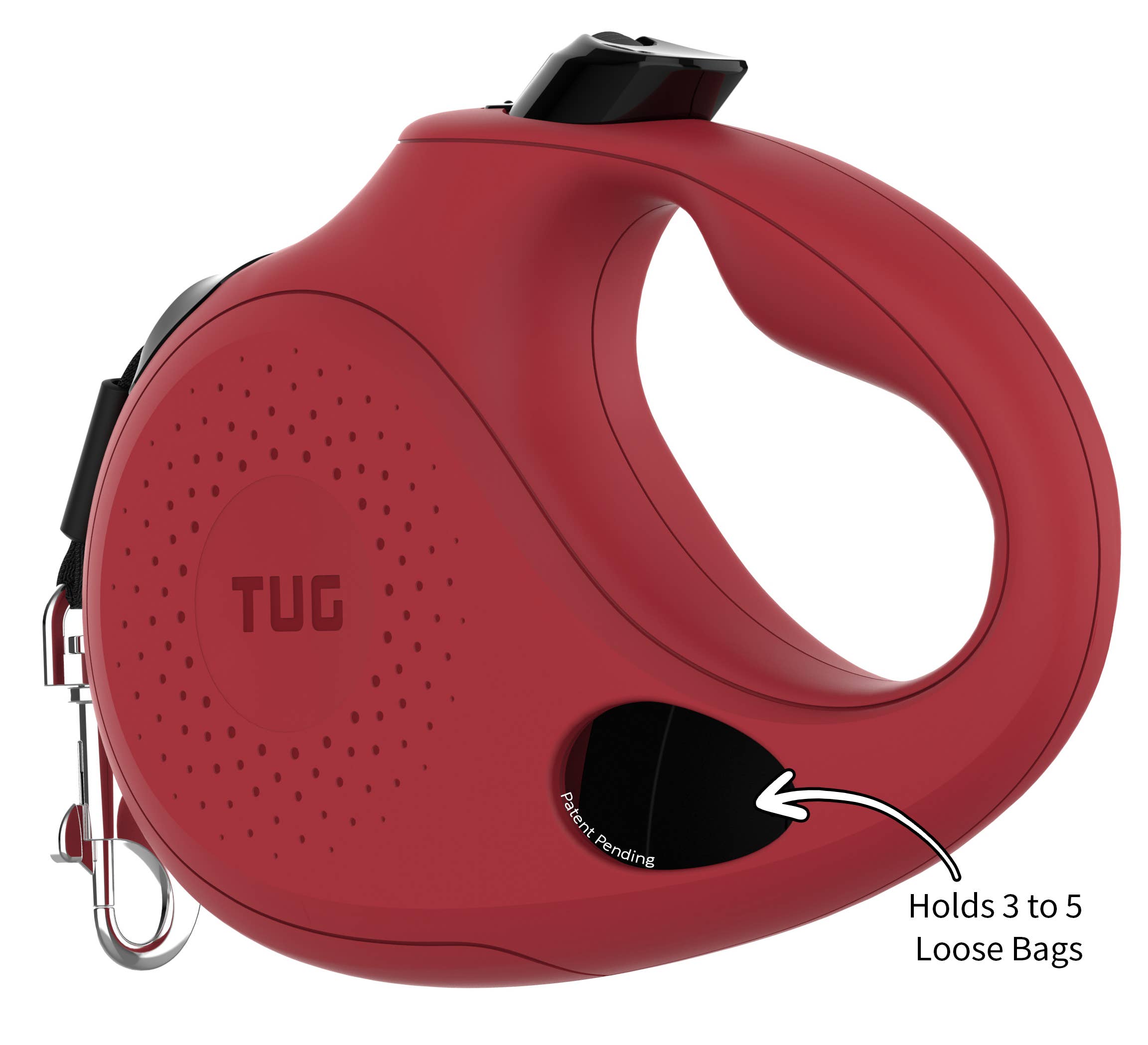 TUG Retractable Dog Leash with Integrated Dispenser: Black / Small