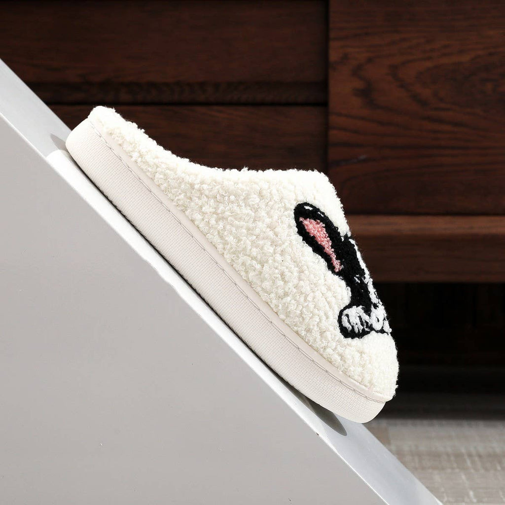 CARTOON PET CUTE EMBROIDERED COTTON SLIPPERS_CWSHS0872: White / (8) 1