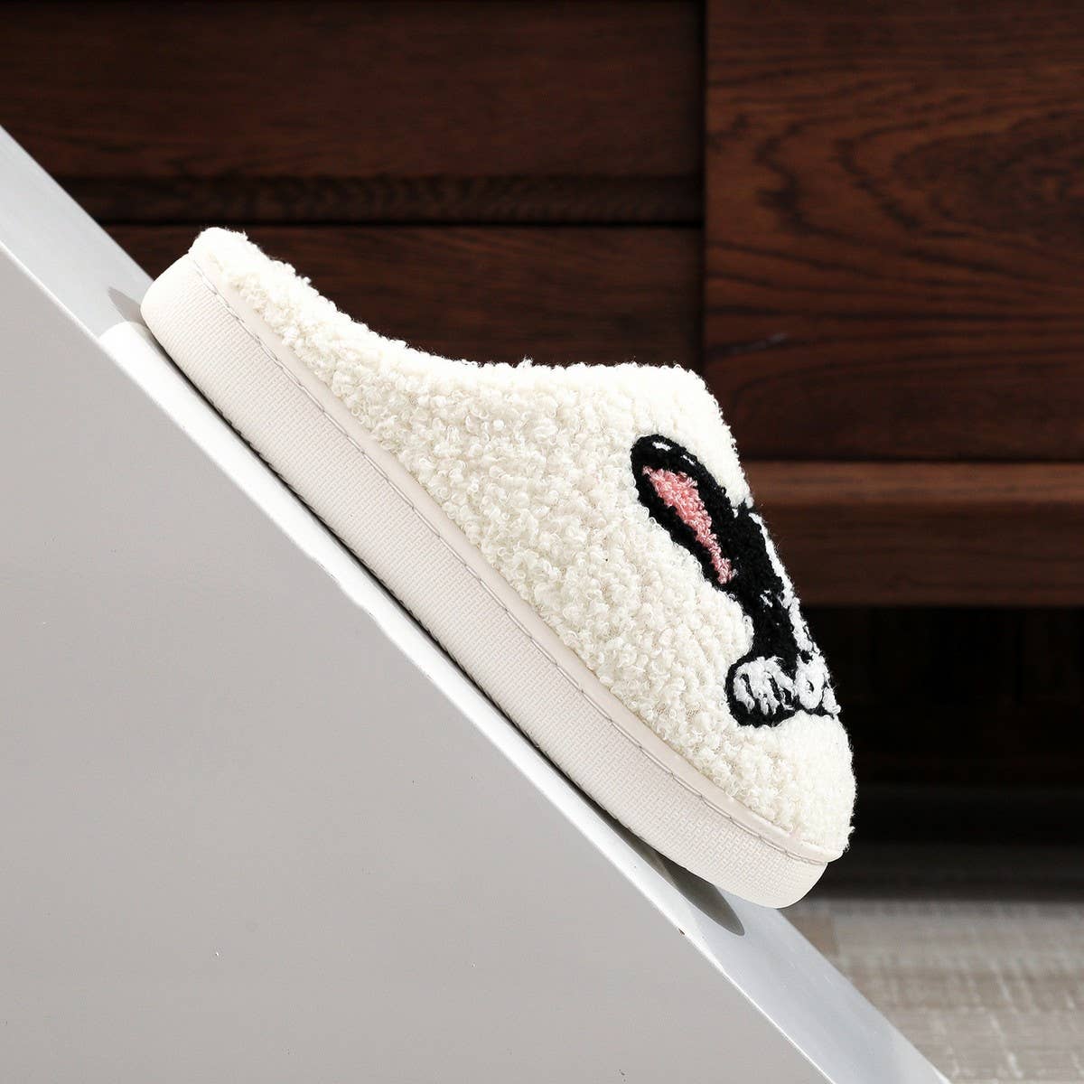 CARTOON PET CUTE EMBROIDERED COTTON SLIPPERS_CWSHS0872: White / (8) 1