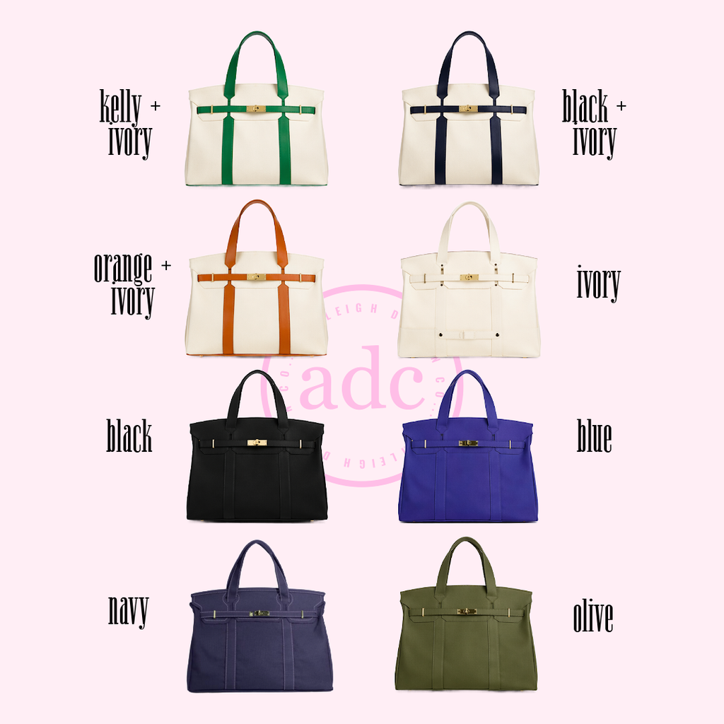 NEW COLORS ADDED Canvas Boat Bag: Kelly + Ivory