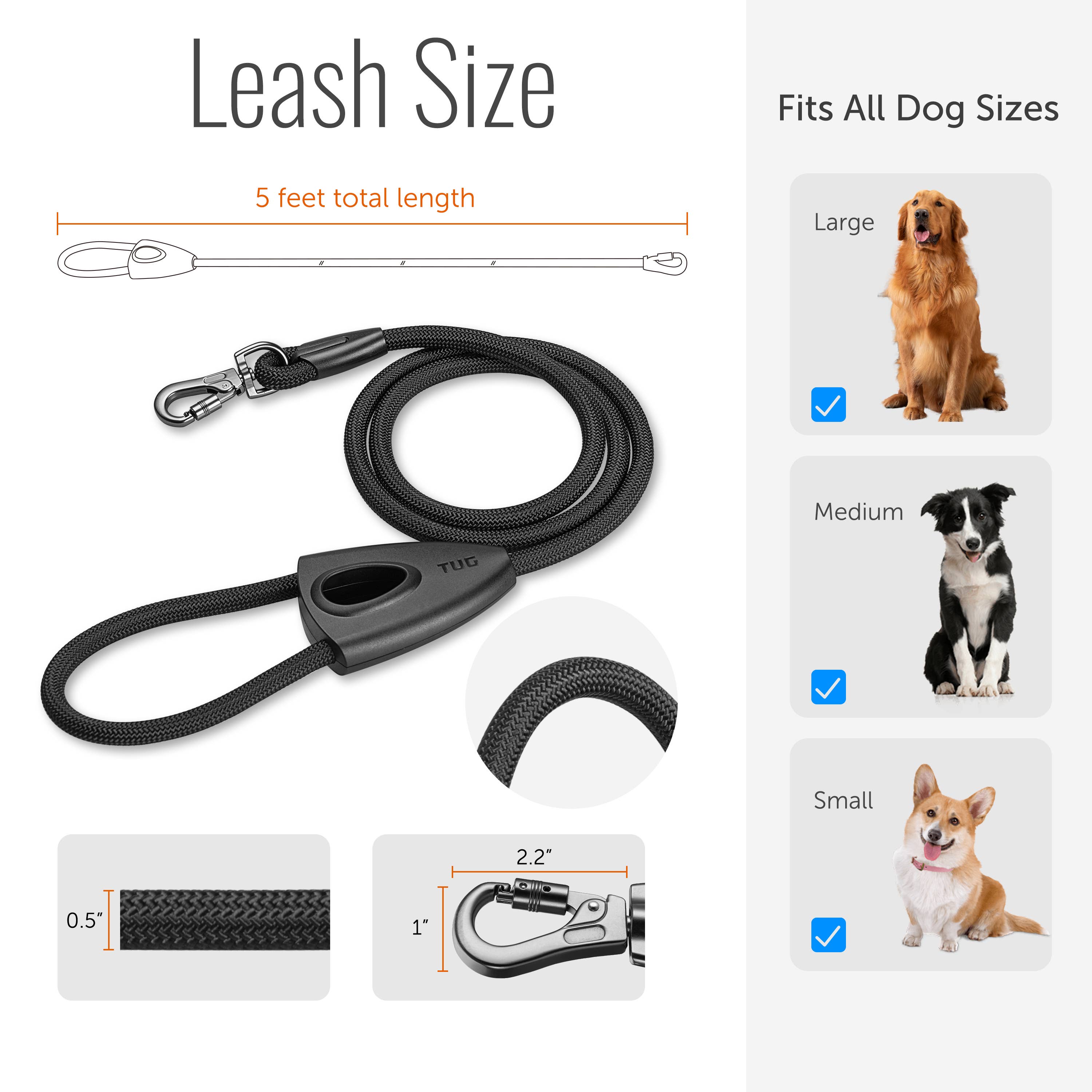 TUG 5 FT Dog Leash with Integrated Oval Dispenser: Green