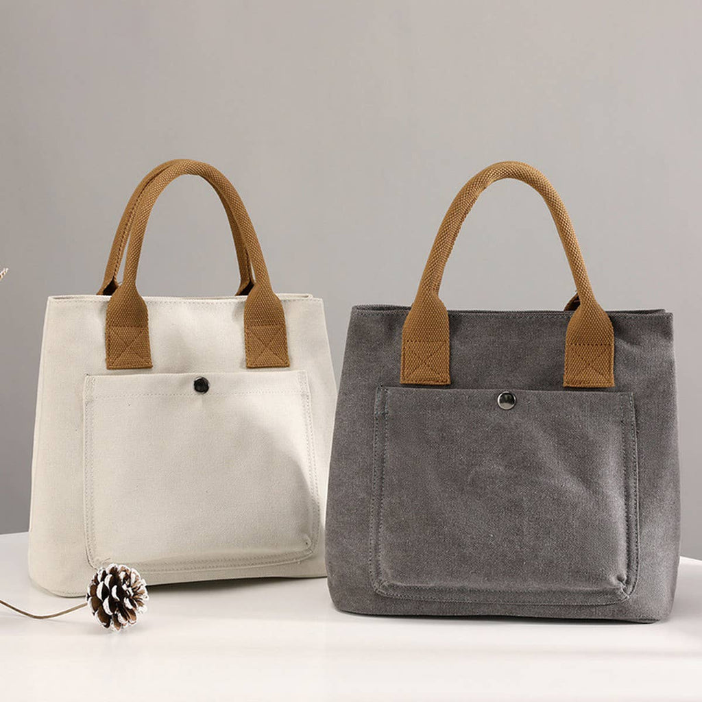 SIMPLE CANVAS UNDERARM HANDBAG TOTE BAG_CWAB1263: White / (OS) 1