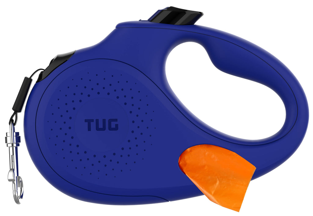 TUG Retractable Dog Leash with Integrated Dispenser: Black / Small
