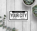 Custom City State License Plate Vinyl Sticker