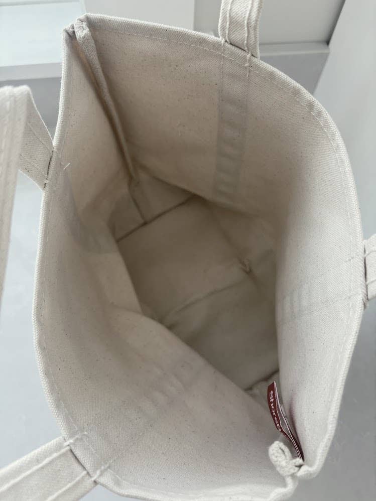 Personalized Town Name Canvas Mini Boat Tote - hand stamped: White / Small - must be 13 characters or less