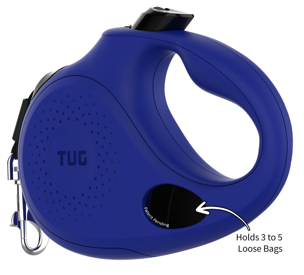 TUG Retractable Dog Leash with Integrated Dispenser: Black / Small