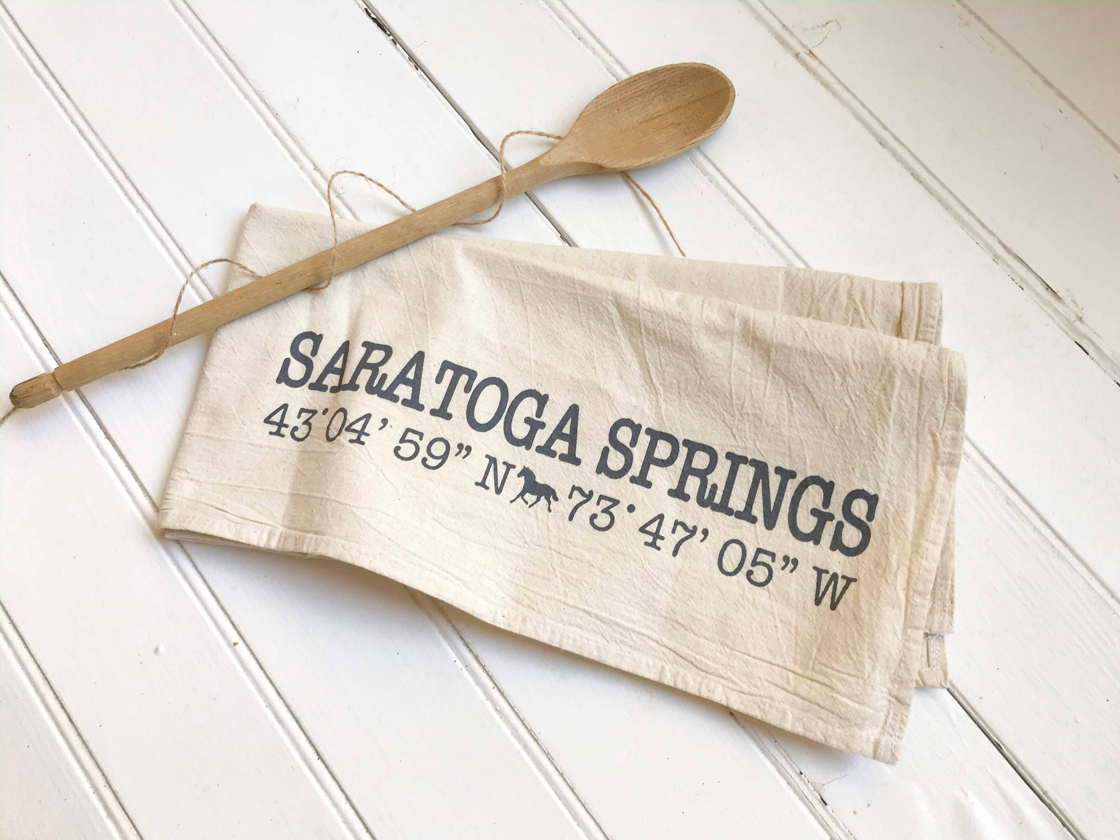 Personalized Nautical GPS Tea Towel – Coastal Gift: Black / White