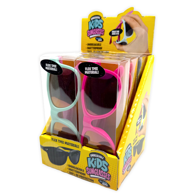 Unbreakable Kids Sunglasses Assortment - 6/Display: Wholesale Price