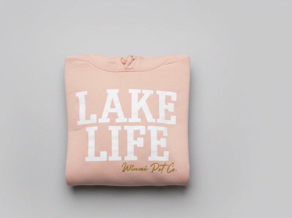 Lake Life Cropped Peach Hoodie Lg
