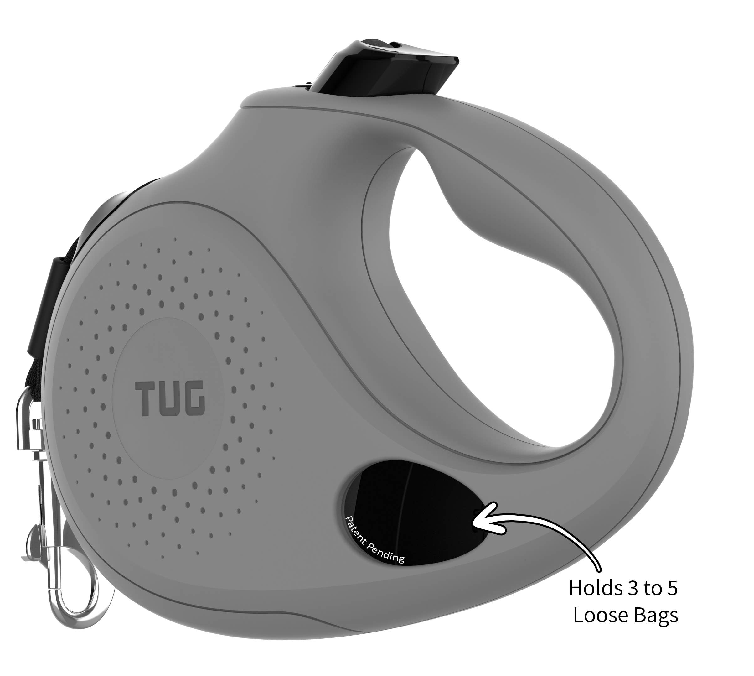 TUG Retractable Dog Leash with Integrated Dispenser: Black / Medium
